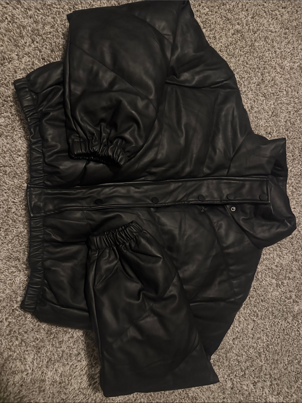 Celebrity Pink Black Faux Leather Bomber Jacket